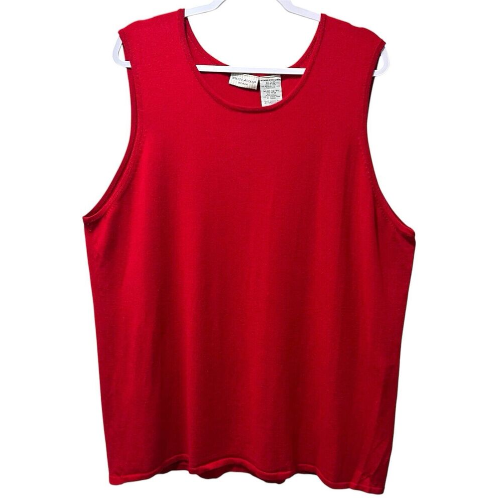 White Stag Womens Tank Top Plus 22W 24W Red Knit Vintage 90s Shell